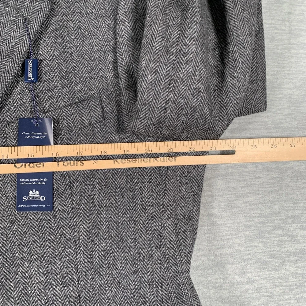 Stafford Blazer Mens 46‎ Long Gray Herringbone Lambswool Blend Sport Coat Wool